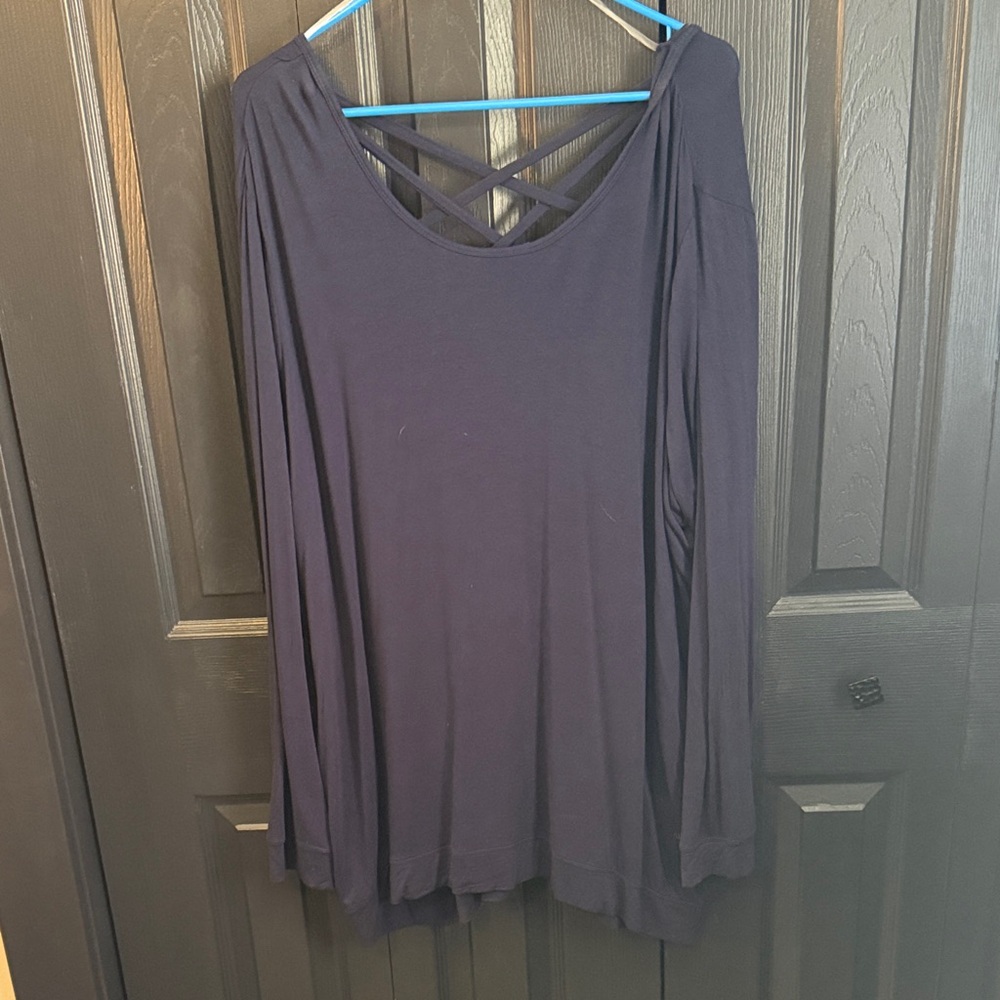 GAIAM Navy Long Sleeve Top with Crisscross Back